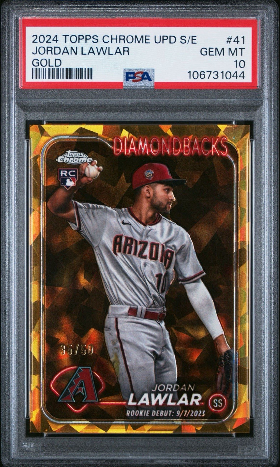 JORDAN LAWLAR 2024 TOPPS CHROME UPDATE GOLD SAPPHIRE ROOKIE DEBUT /50