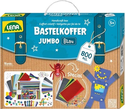 Lena 42665 - Jumbo Bastelkoffer mit 800 Teile in kräftigen Farben, Material zum 
