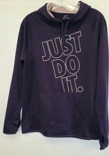 Nike Dri Fit Womens Large Purple Just Do It Pullover Hoodie EUC