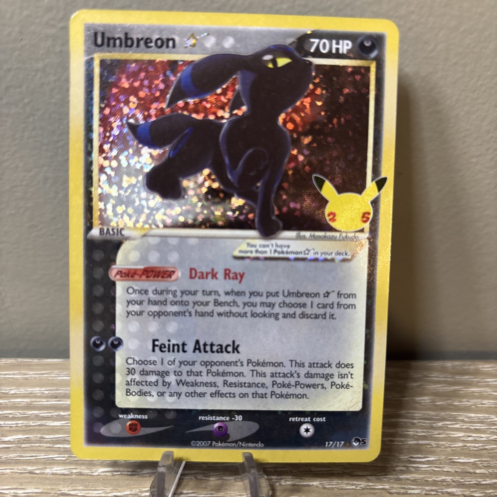 Pokemon Umbreon 2007 Gold Star Holo Card 17/17 Celebrations Classic Collection