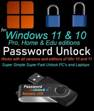 USB Flash Drive Windows 11 and Windows 10 Password Bypass Reset Tool Unlock