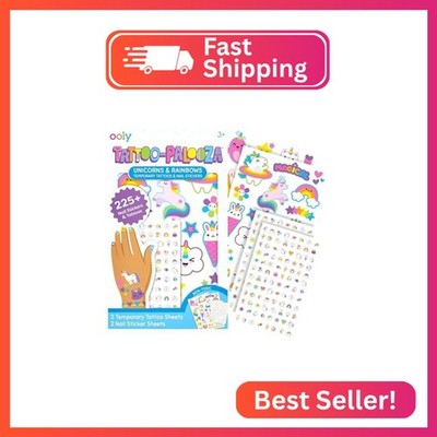 Ooly Set of 35 Unicorn & Rainbow Temporary Tattoos and 192 Nail Stickers for Kid