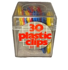 Vintage Paper Clips Plastic 2  Red Yellow Blu...