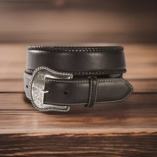 Nocona Men's Top Hand Lace Edge Concho Western Belt - N2475601 46