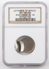 Jefferson 5C Struck Off Center Mint MS65 NGC ERROR - 783b