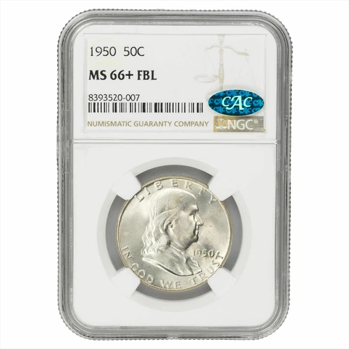 1950 Franklin Half Dollar 50C NGC MS 66+ FBL CAC