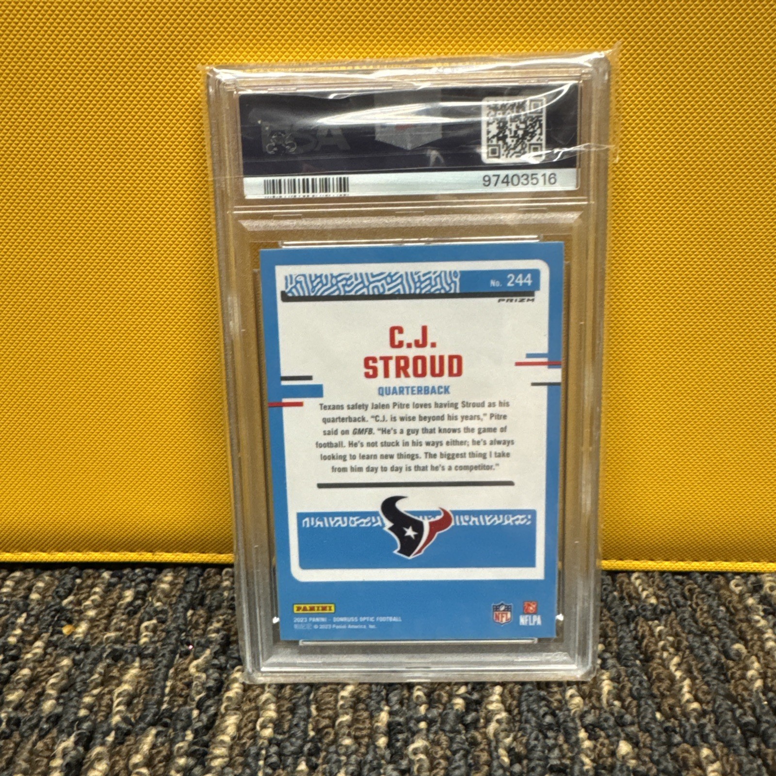 2023 Panini Donruss Optic C.J. Stroud Holo Prizm RC Rated Rookie #244 PSA 10 view 2