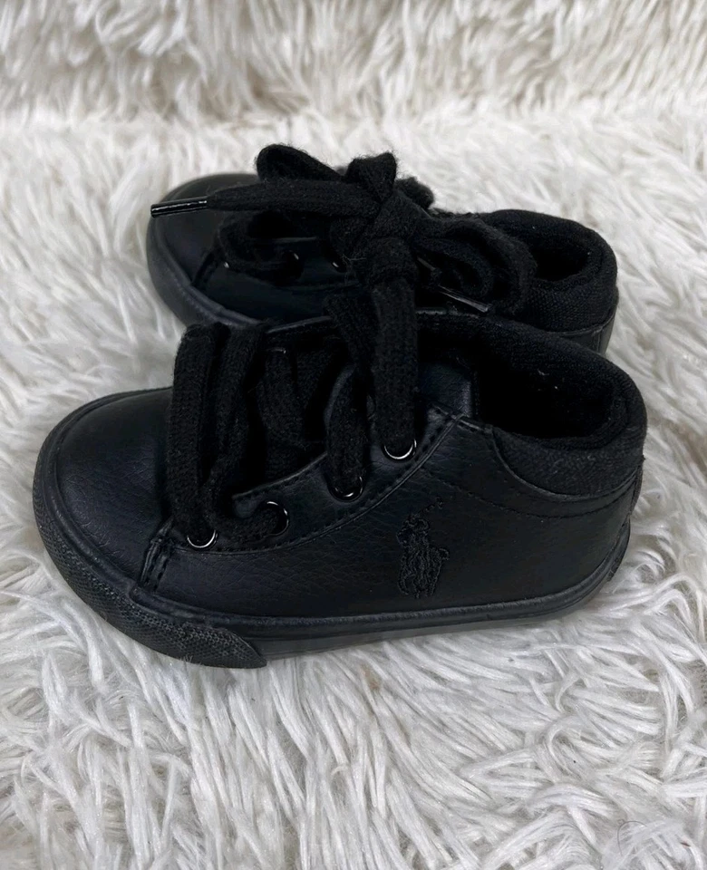 Zapatillas Polo Ralph Lauren Niño Pequeño Talla 5 Negro Harrison Medio Bordado Foto 2 de 4