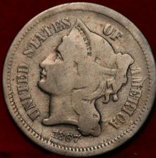 1867 Philadelphia Mint Three Cent Coin