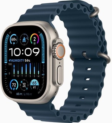 APPLE Watch Ultra 2 GPS + Cellular 49mm Titanium Case mit Blau Ocean Band