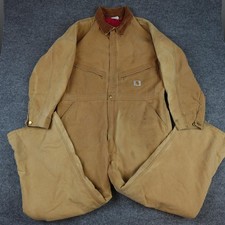 Vintage Carhartt Coveralls Mens 48 Brown Canvas Insulated Lined Workwear USA