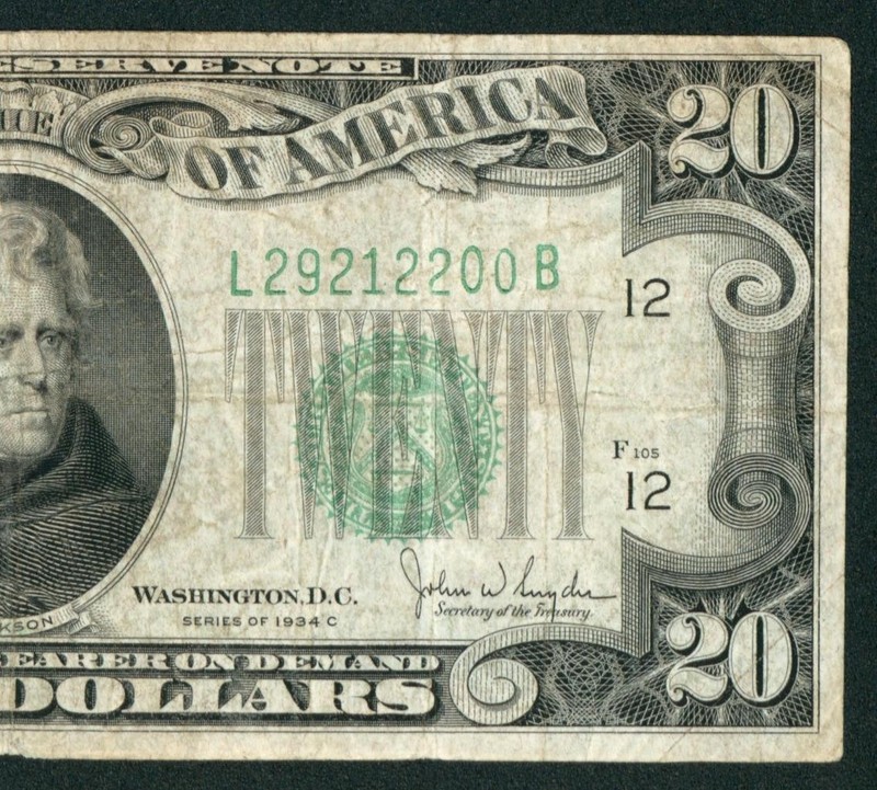 $20 1934 Federal Reserve Note ** DAILY CURRENCY AUCTIONS