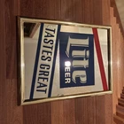 Vintage miller lite miller beer man cave collectible glass frame rare high life