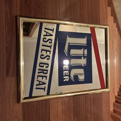 Vintage miller lite miller beer man cave collectible glass frame rare high life