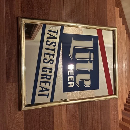 Vintage miller lite miller beer man cave collectible glass frame rare high life