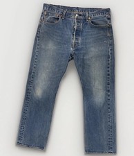 Vintage Levis 501 Straight Leg Button Fly Jeans Mens 36x29 Light Denim Worn 