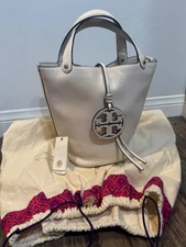 Tory Burch White Miller Bucket Tote Bag