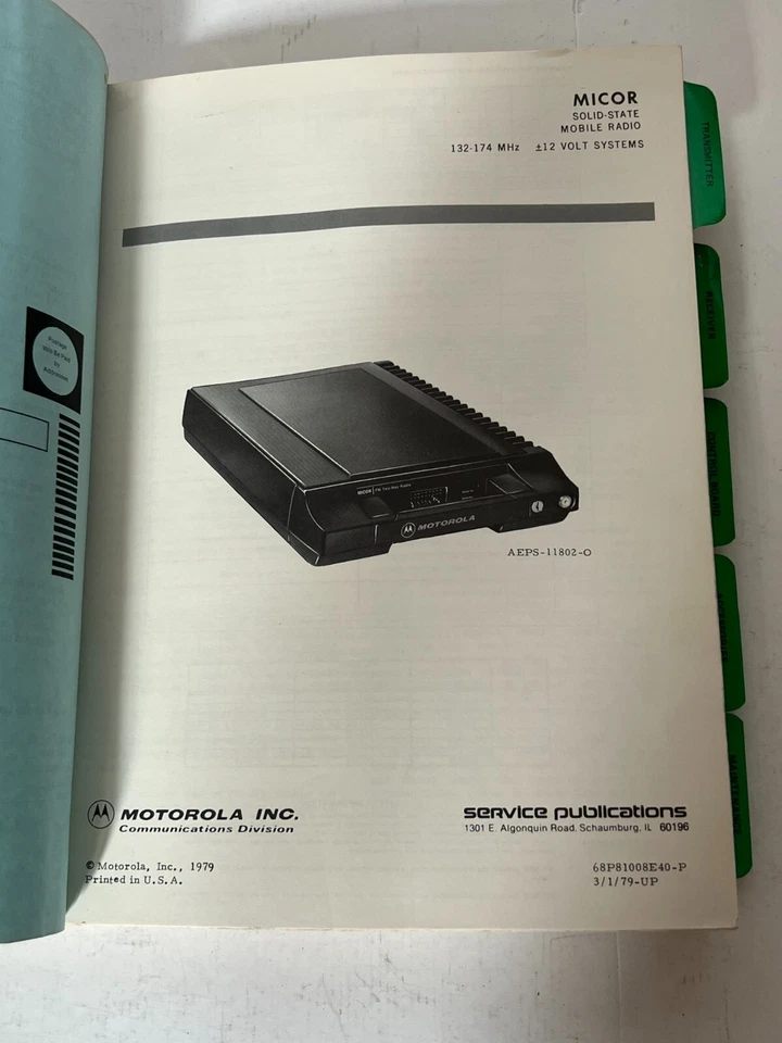 Motorola Micor FM Two Way Radio 132-174MHz Instruction Manual 68P81008E40-P - Image 2 of 3