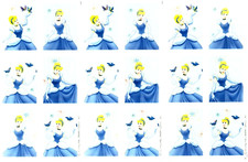 Disney 3 Sheets CINDERELLA Princess Scrapbook Stickers