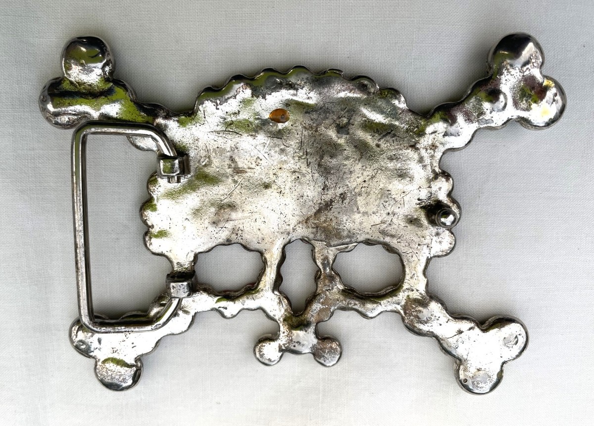 Skull + Crossbones Belt Buckle - Rhinestone - Vintage | eBay display picture 1