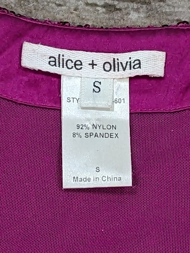 Small Alice + Olivia Fushcia Sequin Racer back Tank Top - Picture 2 of 7