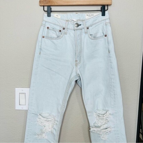 NEW RAG & BONE Maya High-Rise Slim Distressed Jeans Ditch Plains Light Wash 24 - Picture 2 of 8