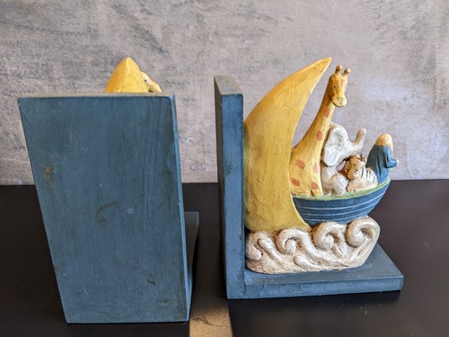 Noah’s Ark Bookends Set with Elephants, Giraffes, Tiger & Camel (Missing 1) - Picture 3 of 7