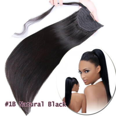 THICK 100% Remy Human Hair Ponytail Extensions Clip In Wrap Around Hairpiece 8A+