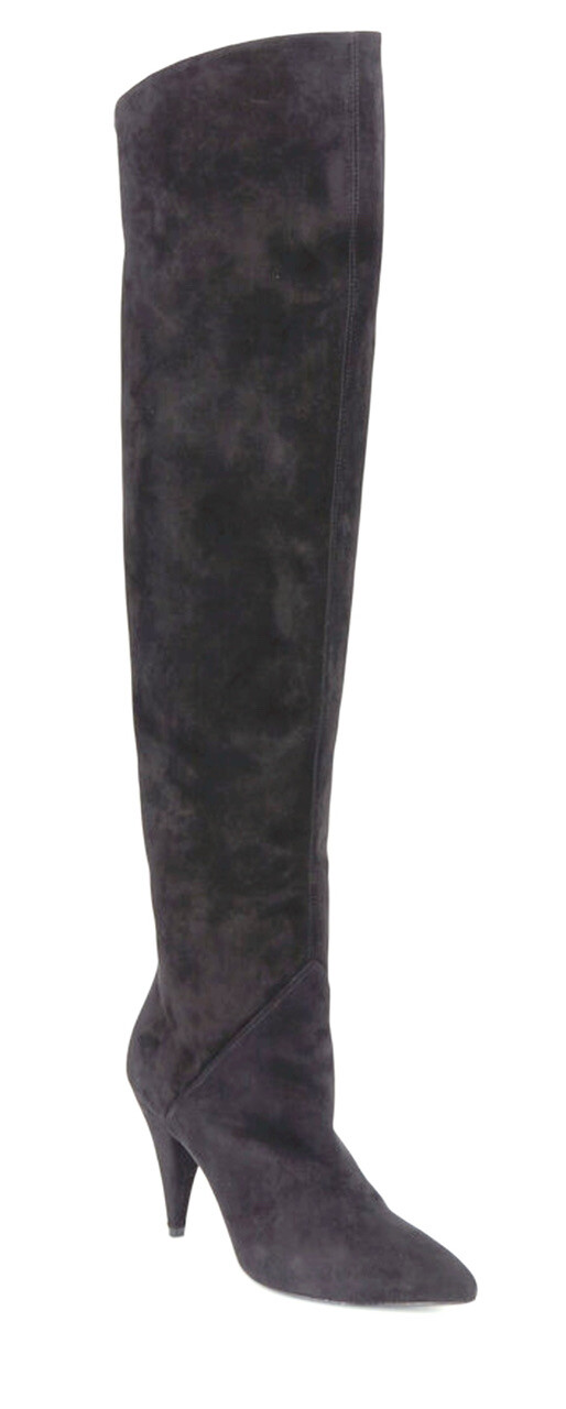 Stivali Saint Laurent Paris sopra il ginocchio gatto 90 mm scamosciati coscia 38
