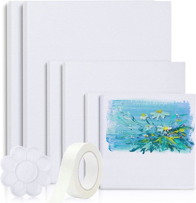8 Pack 40x30,30x20, 20x15 Canvases for Painting, Stretched White Canvas with &