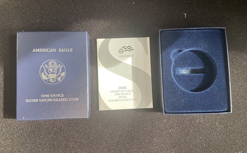 2008-W Am Eagle 1 Oz Uncirc Silver Dollar- Box and COA only - NO Coin or Capsule