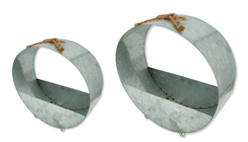 Metall Blumentopf Ring silber rund zum stellen oder hängen Übertopf Blumenampel  - Bild 1 von 24