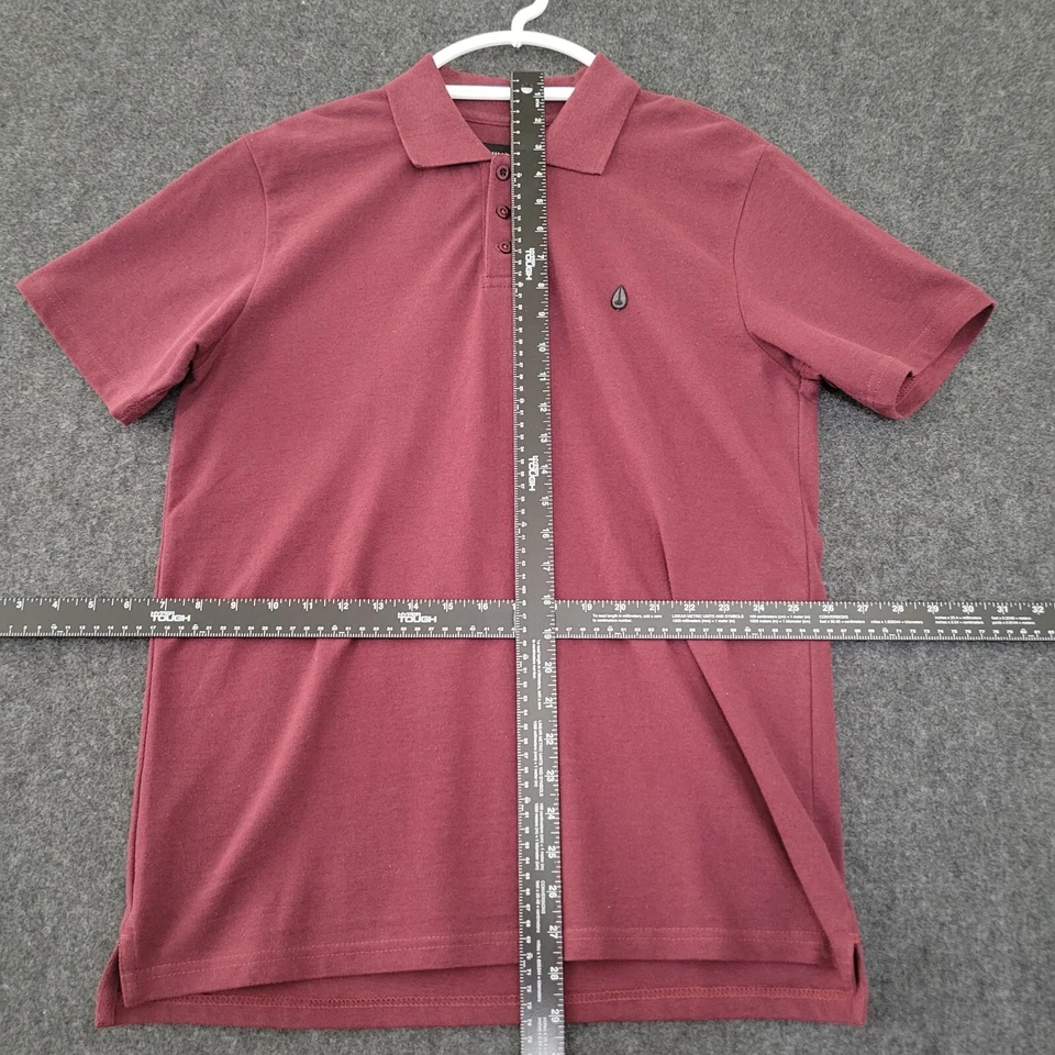 Nixon Polo Shirt Mens Medium Maroon Red Cotton Short Sleeve Pique Logo Casual - Image 4 of 4