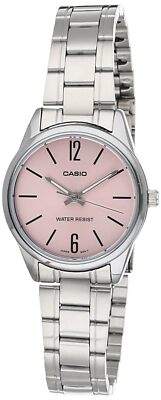 Casio LTP-V005D-4B Women's Standard Stainless Steel Pink Dial 3-Hand Analog