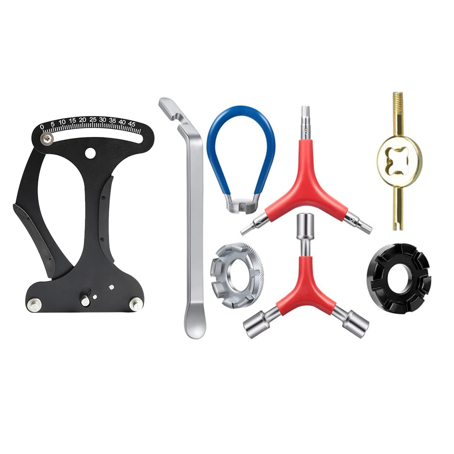 8Pc Bicycle Spoke Tension Meter & Wrench Repair Tool Set for Bike Maintenance