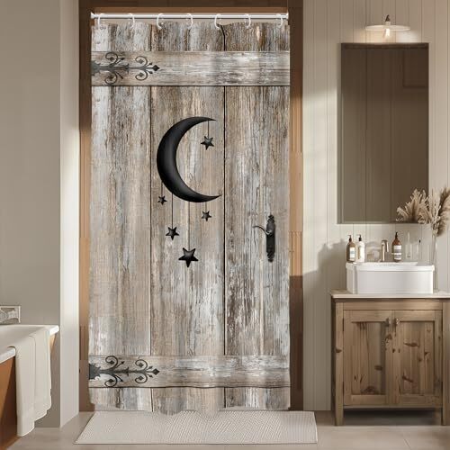 Rv Half Barn Shower Curtain 36Wx72H Inch Small 36Wx72H(Stall) Moon Star Door - Picture 1 of 6