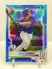 2021 Bowman 1st Edition Cooper Kinney Blue Foil Refractor 55/150 Rays ROOKIE RC