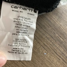 NWT Carhartt Kids' Acrylic Watch Hat Beanie in Caviar Black One Size Youth/o
