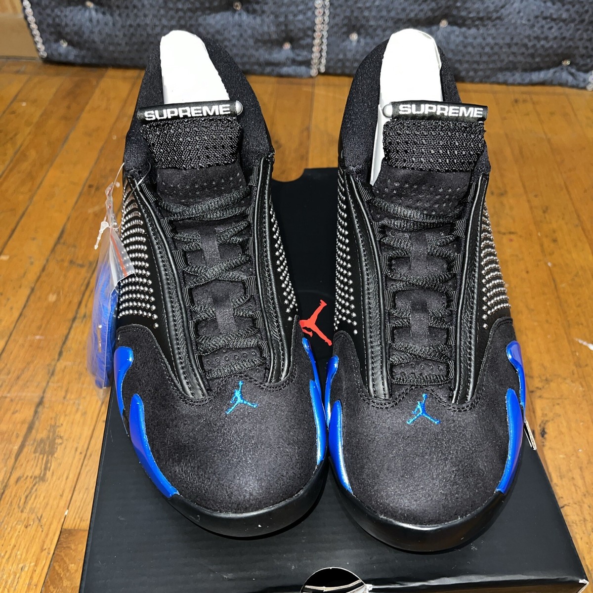 Supreme x Air Jordan 14 Black Varsity Royal / Men