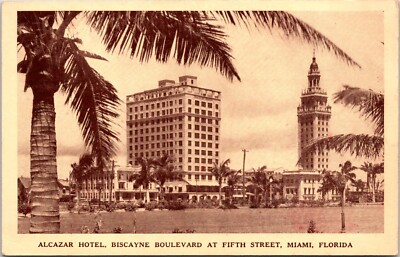 Postcard Alcazar Hotel Biscayne Blvd 5th Street Miami FL B137