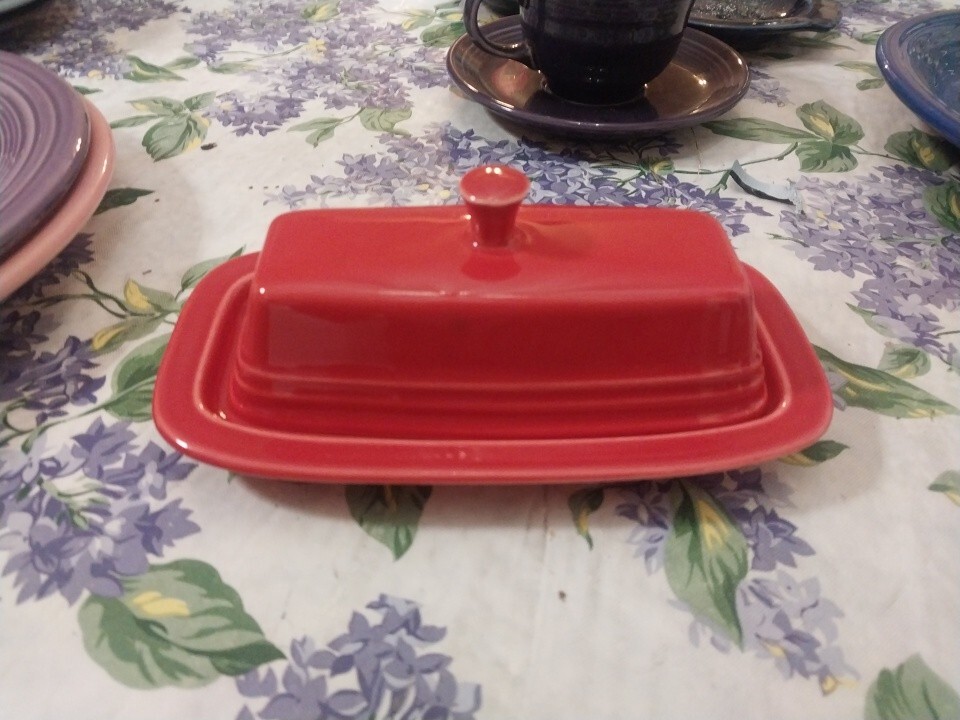 Fiestaware Red Covered Butter Dish With Lid .. Shiny.. eBay