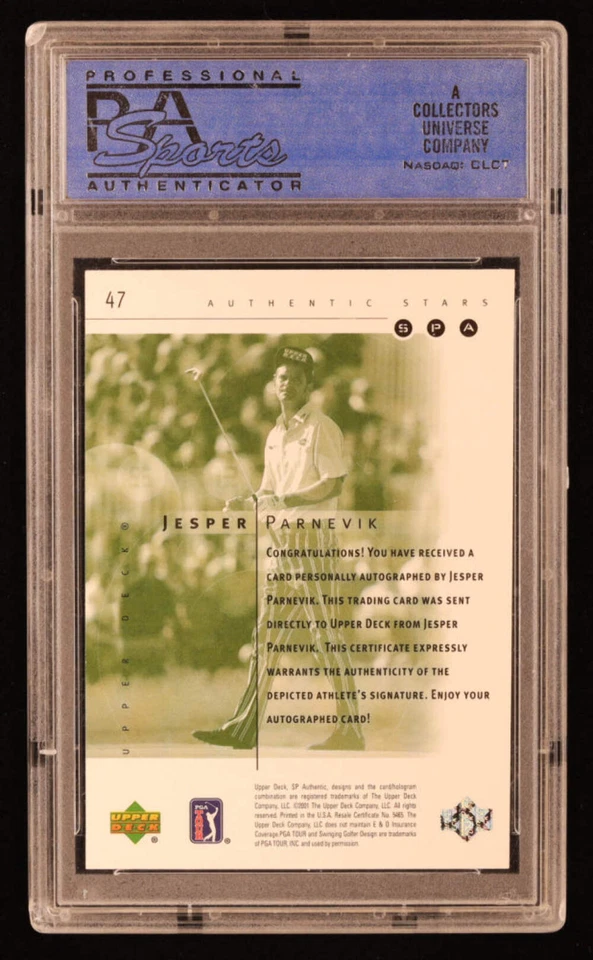 Jesper Parnevik 2001 SP Authentic #47 AS Autograph #093/900 RC (PSA 8) Rookie Ca - Image 2 of 2
