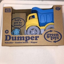 Green Toys Dump Truck 100% Recycled Plastic Blue Yellow Dog Figurine Made In USA