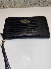 London Fog - Adalia Lizard Zip Around Wallet - Black