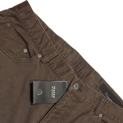 Maker & Company NWT Cotton Blend Tailored Cut 5 Pocket Jeans Size 38 x 34 Brown