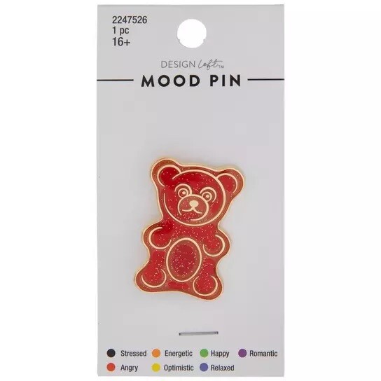 Red Gummy Bear Color Changing Mood Ring Enamel Pin For Jacket Lanyard Backpack