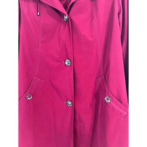 Gallery Womens XL Red Hooded Button-Up Coat With Pockets & Zipper - Picture 6 of 9