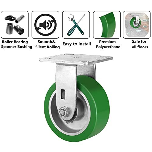 HANDSAMMU 5x2" Heavy Duty Casters -Industrial Casters, Polyurethane On - View #7