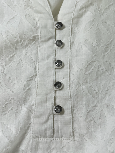 Blusa para mujer Studio Works talla 3X blanca mangas 3/4 botones de vidrio ligero - Imagen 12 de 19