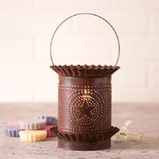 JUMBO PUNCHED TIN WAX WARMER Handmade COUNTRY BARN STAR Tart Burner Accent Light